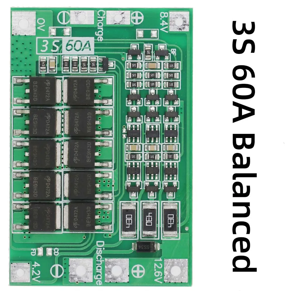 

Сбалансированное зарядное устройство для литий-ионных батарей 3S 60A, защитная плата 18650 BMS для двигателя дрели, 11,1 В, 12,6 в, 14,8 в, 16,8 в, улучшенная...