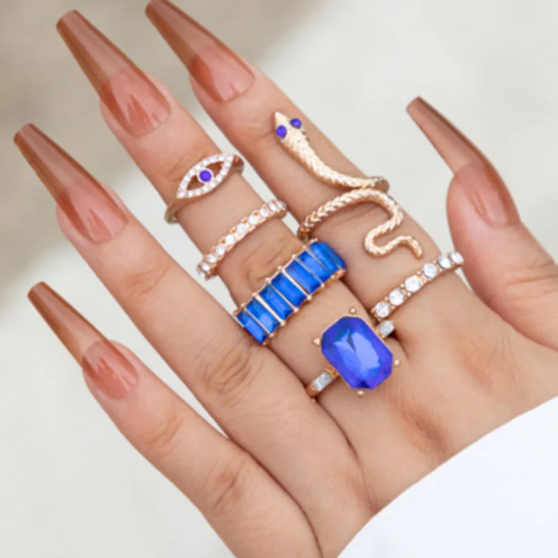 Rings for Women Anillos Jewelry Gift 6pcs/set Snake Blue Diamond Zircon Finger Rings Women Fashion Jewelry
Rings for Women Anillos Jewelry Gift 6pcs/set Snake Blue Diamond Zircon Finger Rings Women Fashion Jewelry