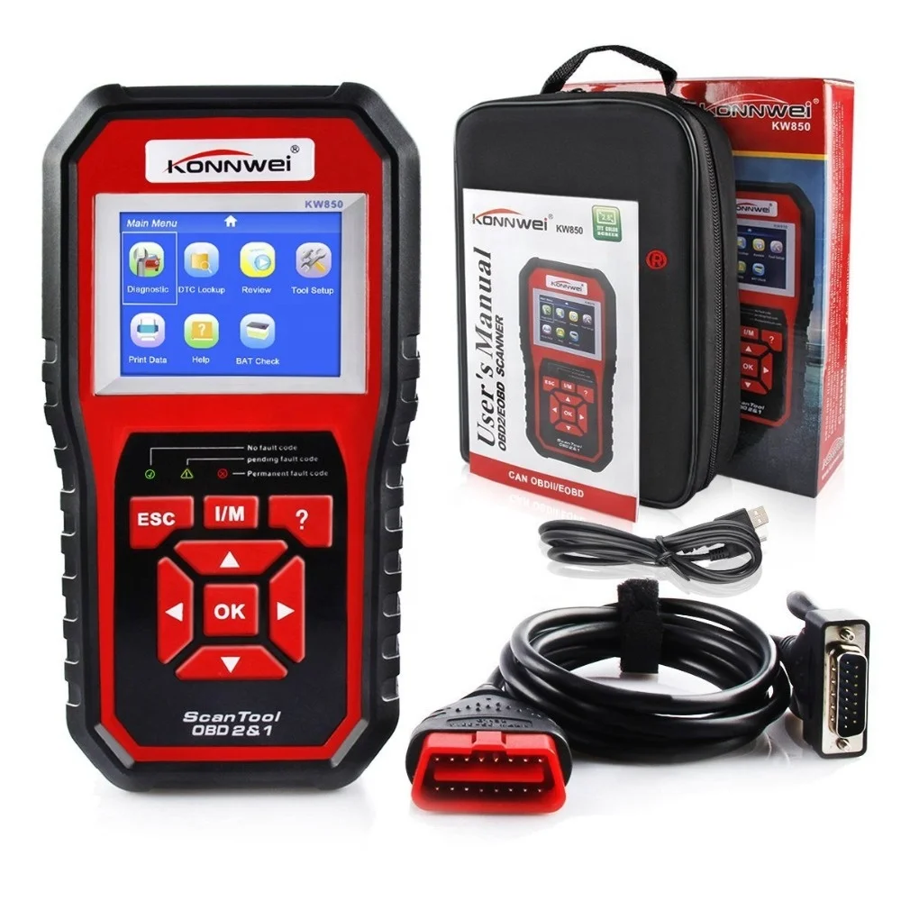 KONNWEI KW850 OBD2 Scanner EODB CAN Auto Scan-ner One Click Update Car Diagnostic better than ELM327 Scan Tool Battery Tester
KONNWEI KW850 OBD2 Scanner EODB CAN Auto Scan-ner One Click Update Car Diagnostic better than ELM327 Scan Tool Battery Tester