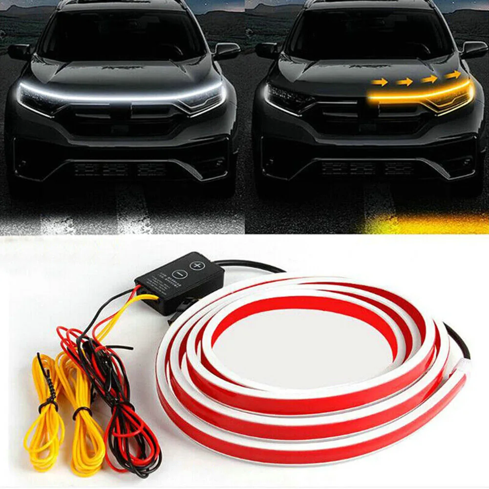 

1.2/1.5/1.8M Car Hood Light Strip Dynamic Start Scan With Turn Signal Light Cuttable Auto Ambient Daytime Running Light DRL 12V