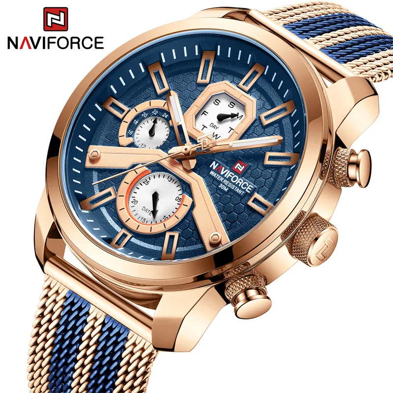 NAVIFORCE Men's Calendar Watches Casual Sport Watch for Men Quartz WristWatch Stainless Steel Strap Watch Relogio Masculino 2022
NAVIFORCE Men's Calendar Watches Casual Sport Watch for Men Quartz WristWatch Stainless Steel Strap Watch Relogio Masculino 2022