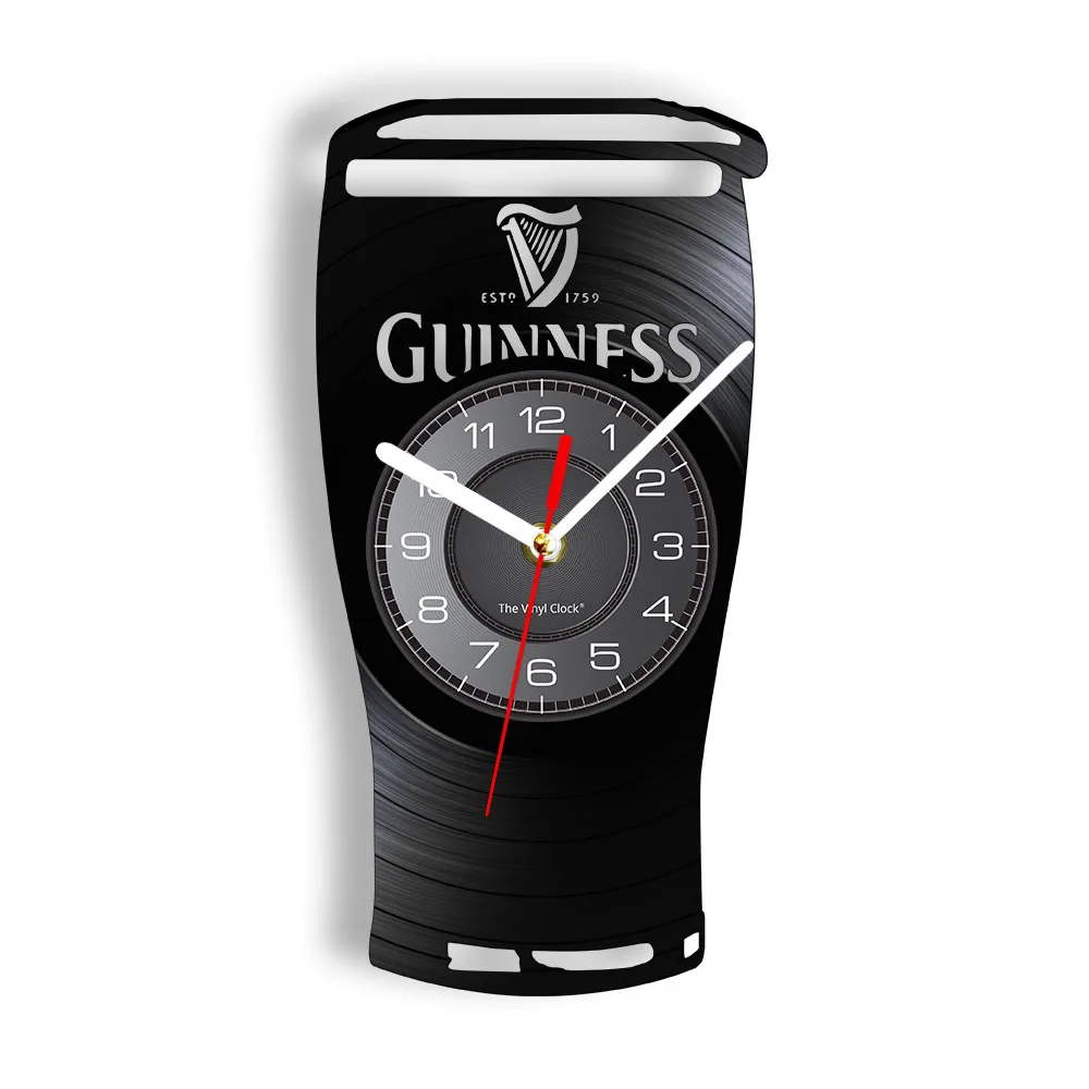 

Wall Clock Compatible With Guinness Vinyl Record For Man Cave Bar Pub Garage Home Decor Handicraft Art Carved Music Album Clock