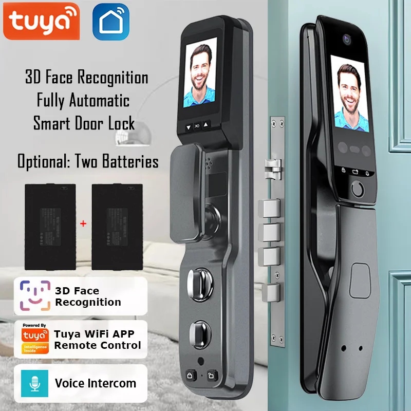 WiFi Tuya APP Voice Intercom Digital Door Lock High Quanlity 3D Face Recognition Smart Door Lock With Camera
WiFi Tuya APP Voice Intercom Digital Door Lock High Quanlity 3D Face Recognition Smart Door Lock With Camera