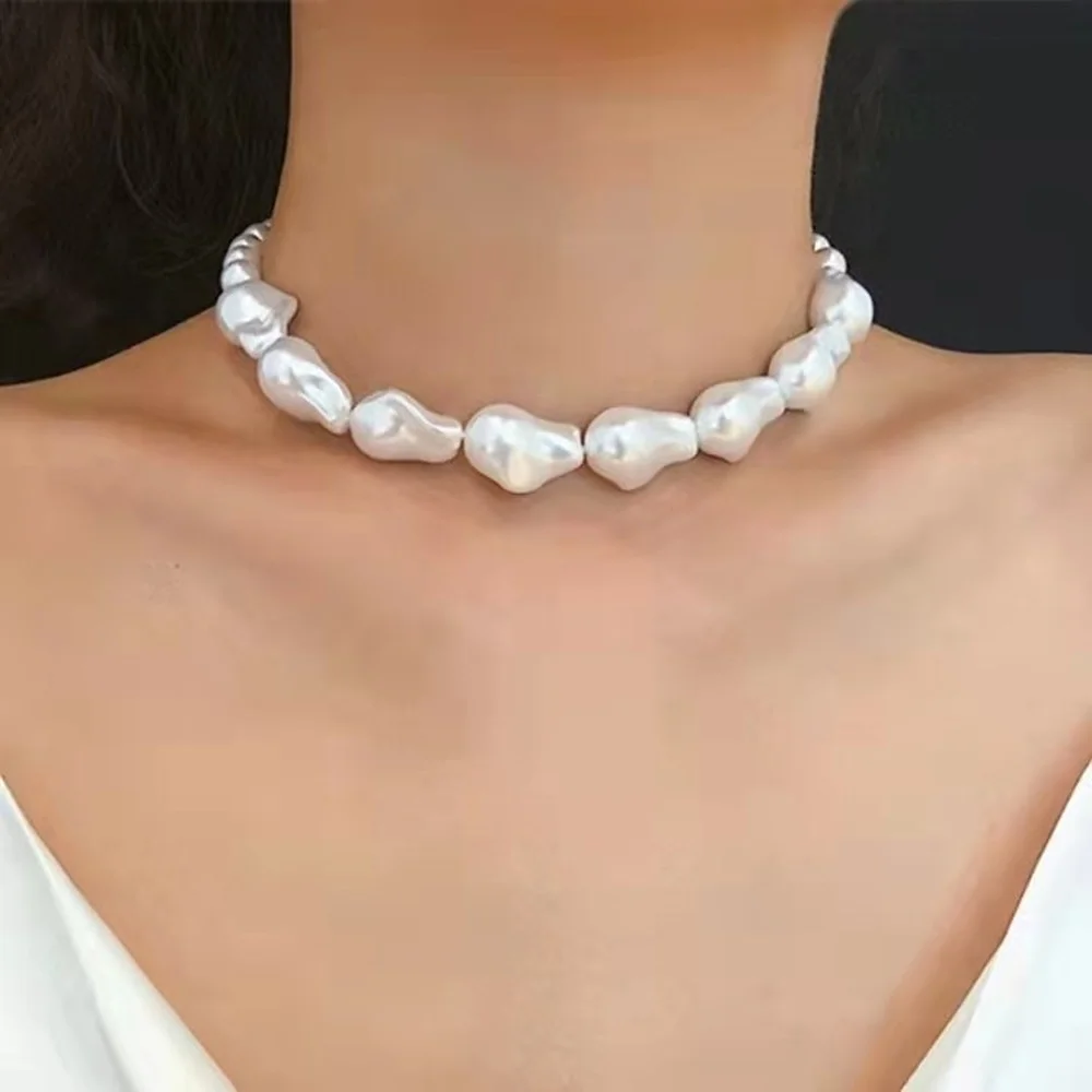 Fashion Irregular All-match Pearl Personality Geometric Stainless Steel Chain Temperament Hot Style Necklace Trendy Jewelry Gift
Fashion Irregular All-match Pearl Personality Geometric Stainless Steel Chain Temperament Hot Style Necklace Trendy Jewelry Gift