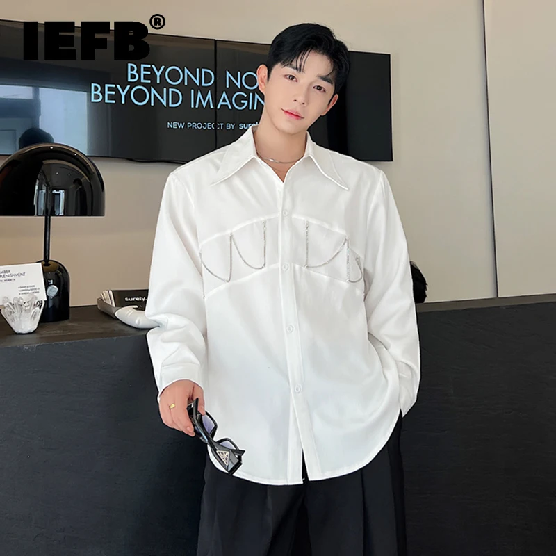 IEFB Korean Style Trend Men's Shirts Personality Handsome Long Sleeve Tops Fashion Niche Metal Chain Decoration Cardigan 9C1191
IEFB Korean Style Trend Men's Shirts Personality Handsome Long Sleeve Tops Fashion Niche Metal Chain Decoration Cardigan 9C1191
