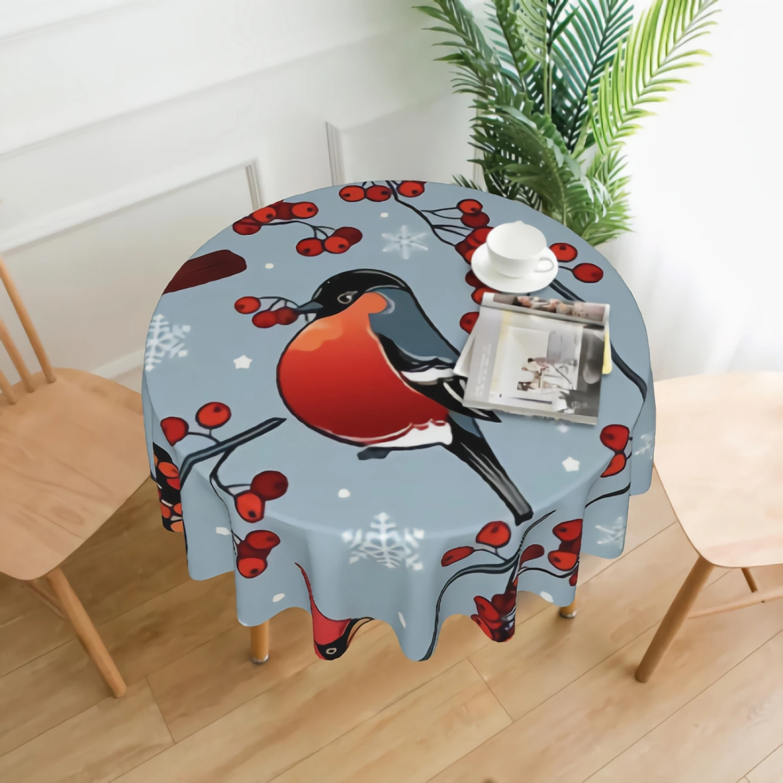 Beautiful Retro Christmas With Winter Birds Round 60 Inch Table Cloths Round Table Cover Polyester Tablecloth 
Beautiful Retro Christmas With Winter Birds Round 60 Inch Table Cloths Round Table Cover Polyester Tablecloth