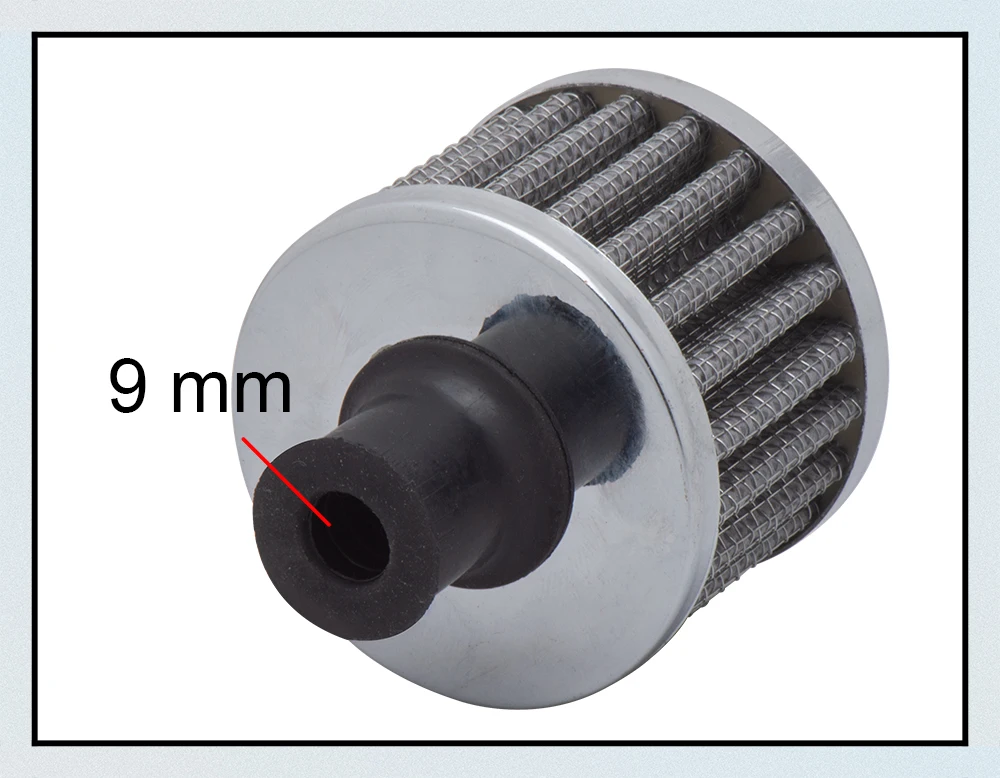 Универсальный 9-миллиметровый небольшой комплект фильтров для впуска холодного воздуха для мотоцикла, сапун вентиляционной крышки картера для двигателя мотоцикла
Универсальный 9-миллиметровый небольшой комплект фильтров для впуска холодного воздуха для мотоцикла, сапун вентиляционной крышки картера для двигателя мотоцикла