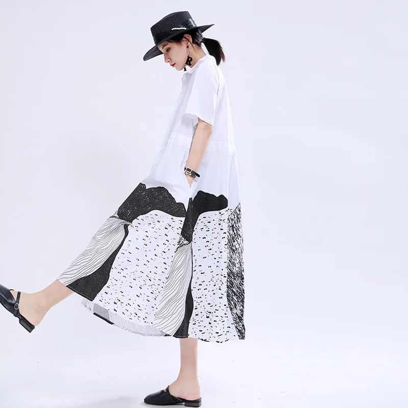 Dress summer 2023 new women's design sense abstract print mid-length loose large swing dress 1360
Dress summer 2023 new women's design sense abstract print mid-length loose large swing dress 1360