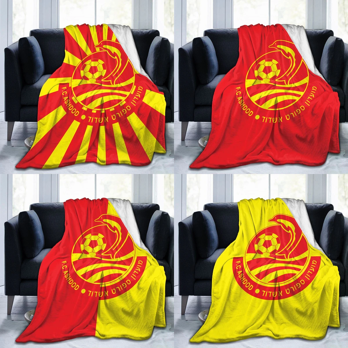 Фланелевое покрывало Ashdod FC теплое для кровати путешествий кемпинга гостиной