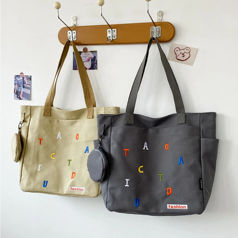 Casual Canvas Bags Girls New 2023 Handbags Fashion Letter Embriodery Shoulder Bags For Women Tote Book Bags School Hand Bag
Casual Canvas Bags Girls New 2023 Handbags Fashion Letter Embriodery Shoulder Bags For Women Tote Book Bags School Hand Bag