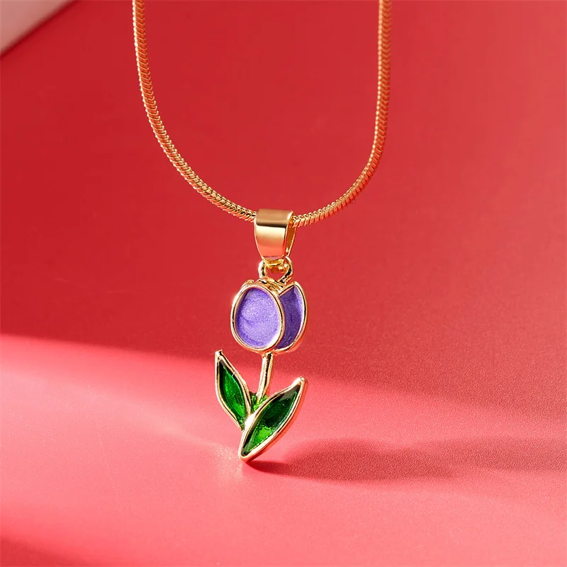 Vintage Tulip Flower Pendant Necklace for Women Girls Fashion Enamel Clavicle Chain Choker Statement Wedding Party Jewelry Gift
Vintage Tulip Flower Pendant Necklace for Women Girls Fashion Enamel Clavicle Chain Choker Statement Wedding Party Jewelry Gift