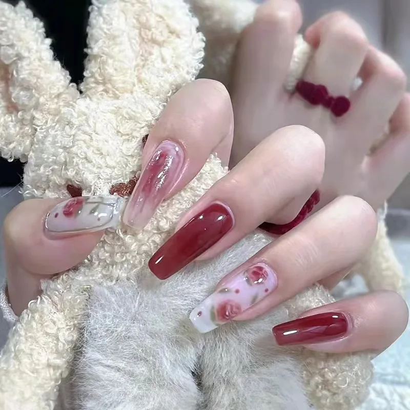 INS style Hand-painted Tulips Fake Nail French Coffin False Nails with Design Detachable Full Cover Nail Tips Manicure
INS style Hand-painted Tulips Fake Nail French Coffin False Nails with Design Detachable Full Cover Nail Tips Manicure