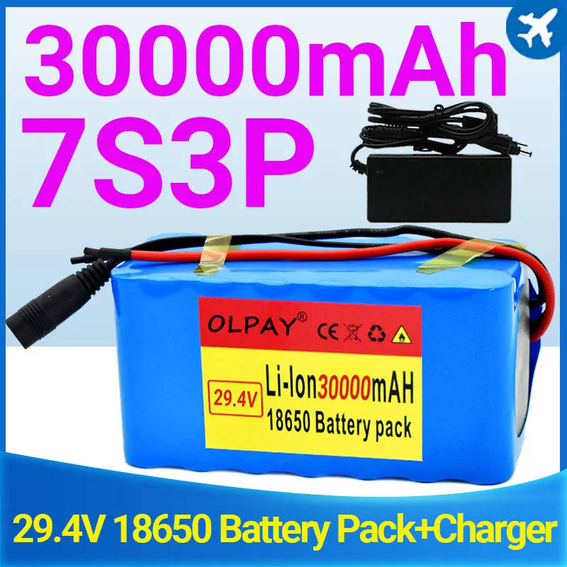 

Литий-ионный аккумулятор 24 В, 30 Ач, 7S3P 18650, 29,4 в, 30000 мА · ч, для электрического велосипеда, мопеда/электроэнергии/бытовой аккумулятор + зарядно...
