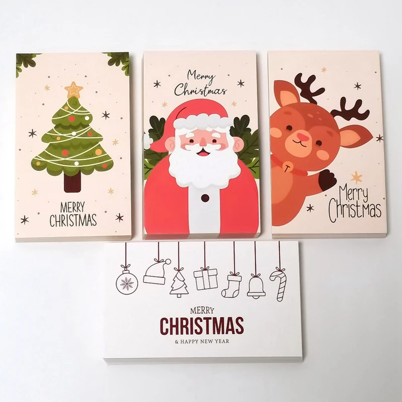 50PCs Merry Christmas Gift Cards Greeting Card Christmas Tree Stickers Cute Design For 2022 New Year
50PCs Merry Christmas Gift Cards Greeting Card Christmas Tree Stickers Cute Design For 2022 New Year