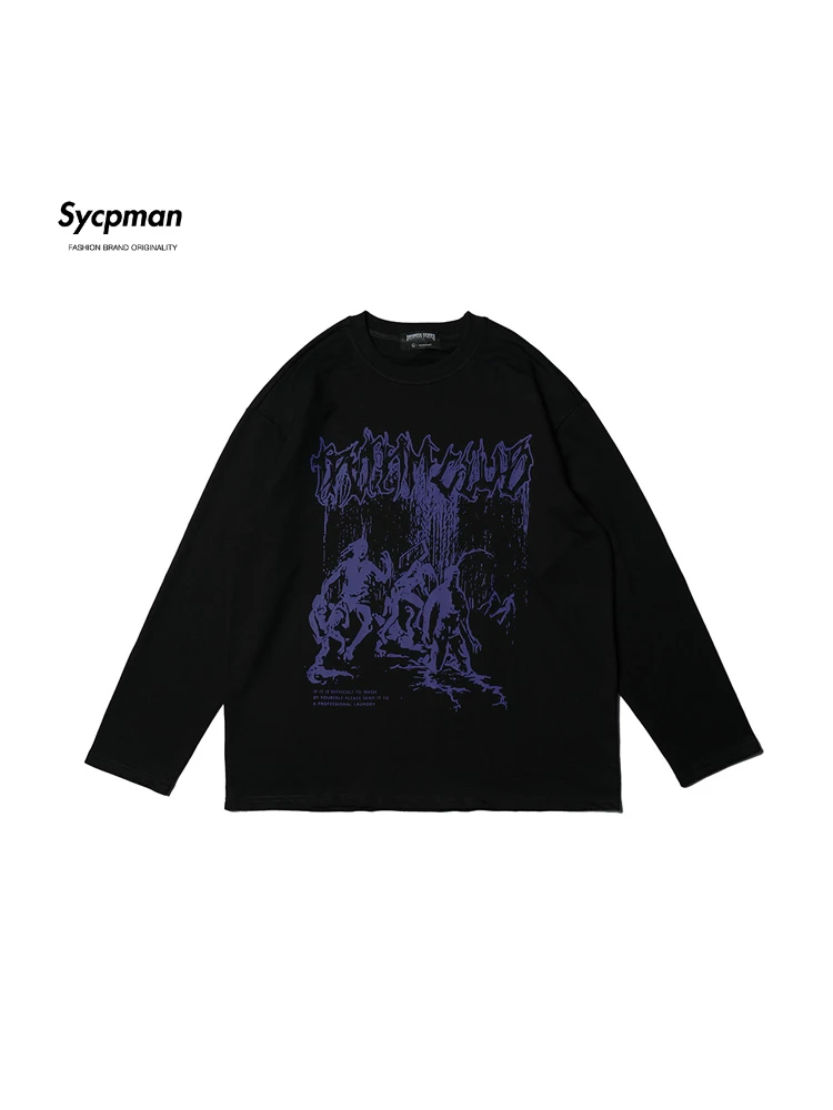 Sycpman American Style Dark Print Long Sleeve T Shirt for Men Loose Pure Cotton O-Neck Top Trendy Casual Clothing for Autumn
Sycpman American Style Dark Print Long Sleeve T Shirt for Men Loose Pure Cotton O-Neck Top Trendy Casual Clothing for Autumn
