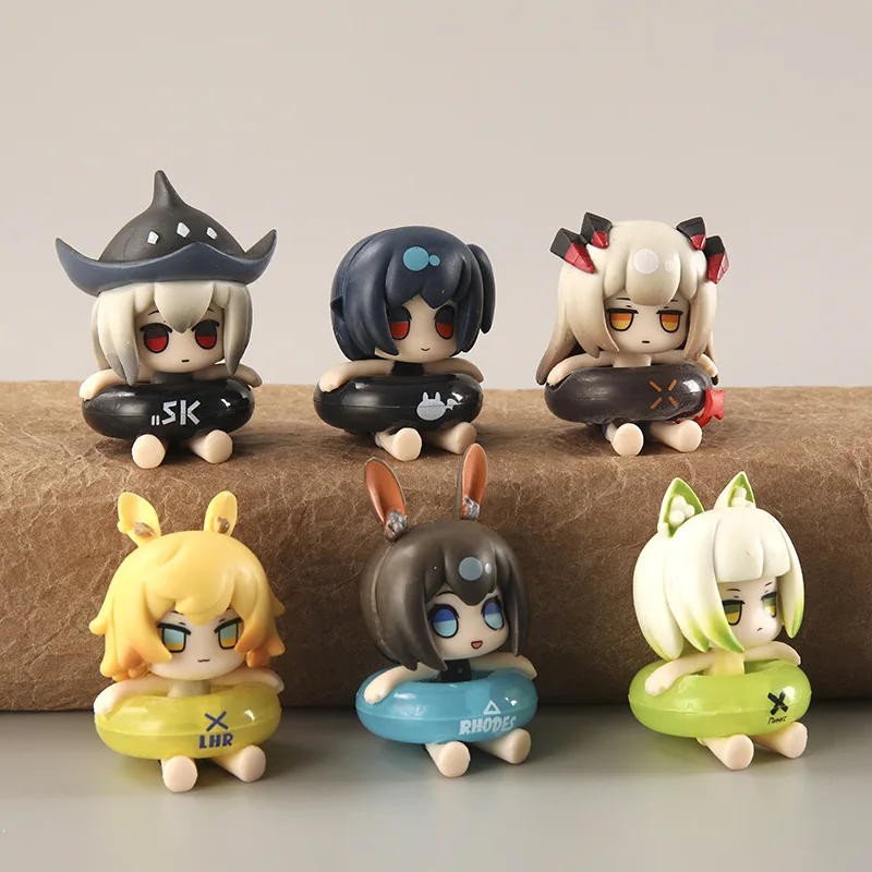 

Anime Arknights Amiya FuRyu Swimming circle version 6pcs/set Figure Sexy Girls Toys 6cm
