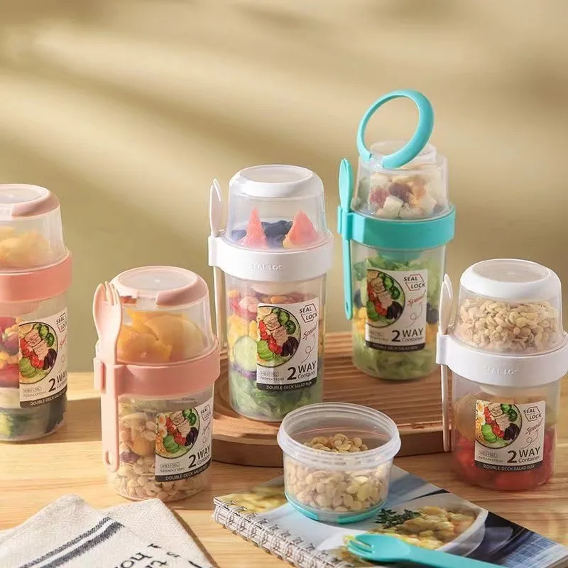 Breakfast Oatmeal Cereal Nut Yogurt Salad Cup Seal Container Set with Fork Sauce Cup Lid Bento Tuppers Food Taper Bowl Lunch Box
Breakfast Oatmeal Cereal Nut Yogurt Salad Cup Seal Container Set with Fork Sauce Cup Lid Bento Tuppers Food Taper Bowl Lunch Box