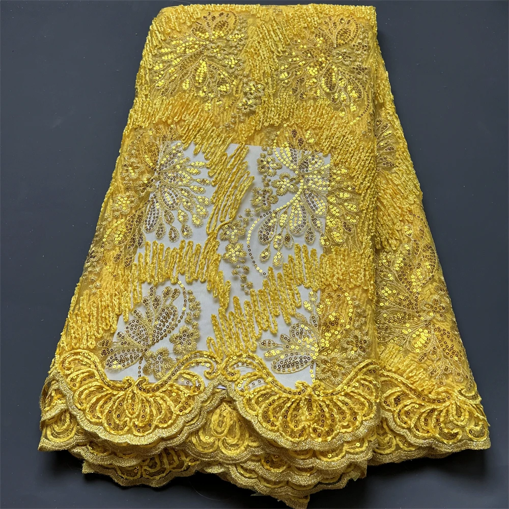 Fashion Luxury African Lace Fabrics With Sequins Design Tulle Wedding Brocade For Women White Lace Fabric By The Meter 5 Yards 
Fashion Luxury African Lace Fabrics With Sequins Design Tulle Wedding Brocade For Women White Lace Fabric By The Meter 5 Yards