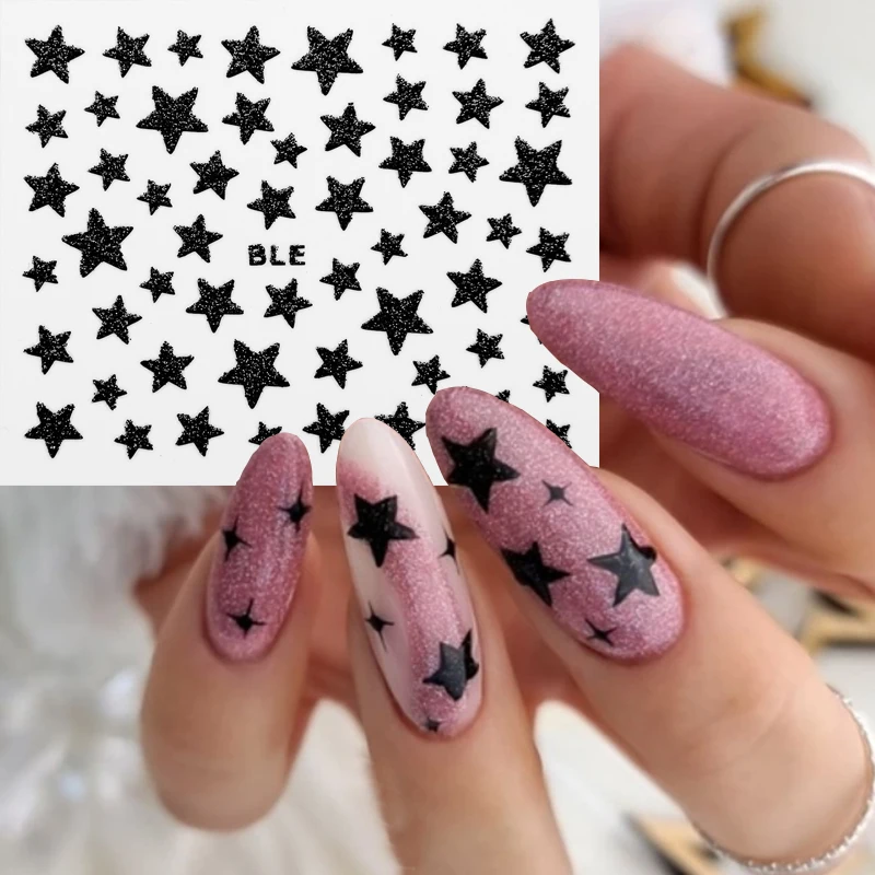 Glitter Powder Stars Nail Stickers 3D Self-adhesive Shiny Black Gold Silver Slider Decals Manicure Transfer Stickers Accessories
Glitter Powder Stars Nail Stickers 3D Self-adhesive Shiny Black Gold Silver Slider Decals Manicure Transfer Stickers Accessories