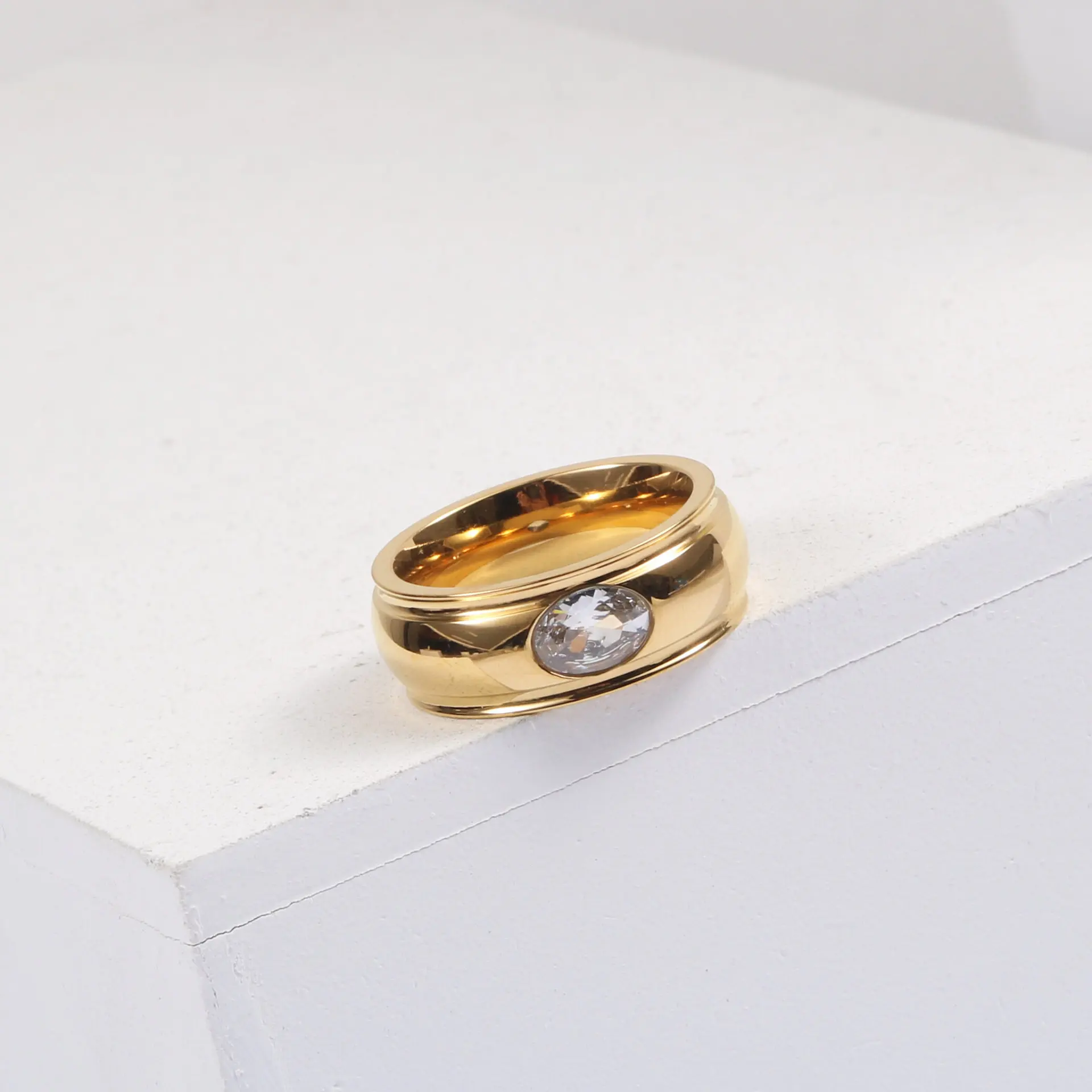 PVD Gold Finish Chunky Cambered Surface Eye Zirconia Ring for Women Stainless Steel Rings
PVD Gold Finish Chunky Cambered Surface Eye Zirconia Ring for Women Stainless Steel Rings