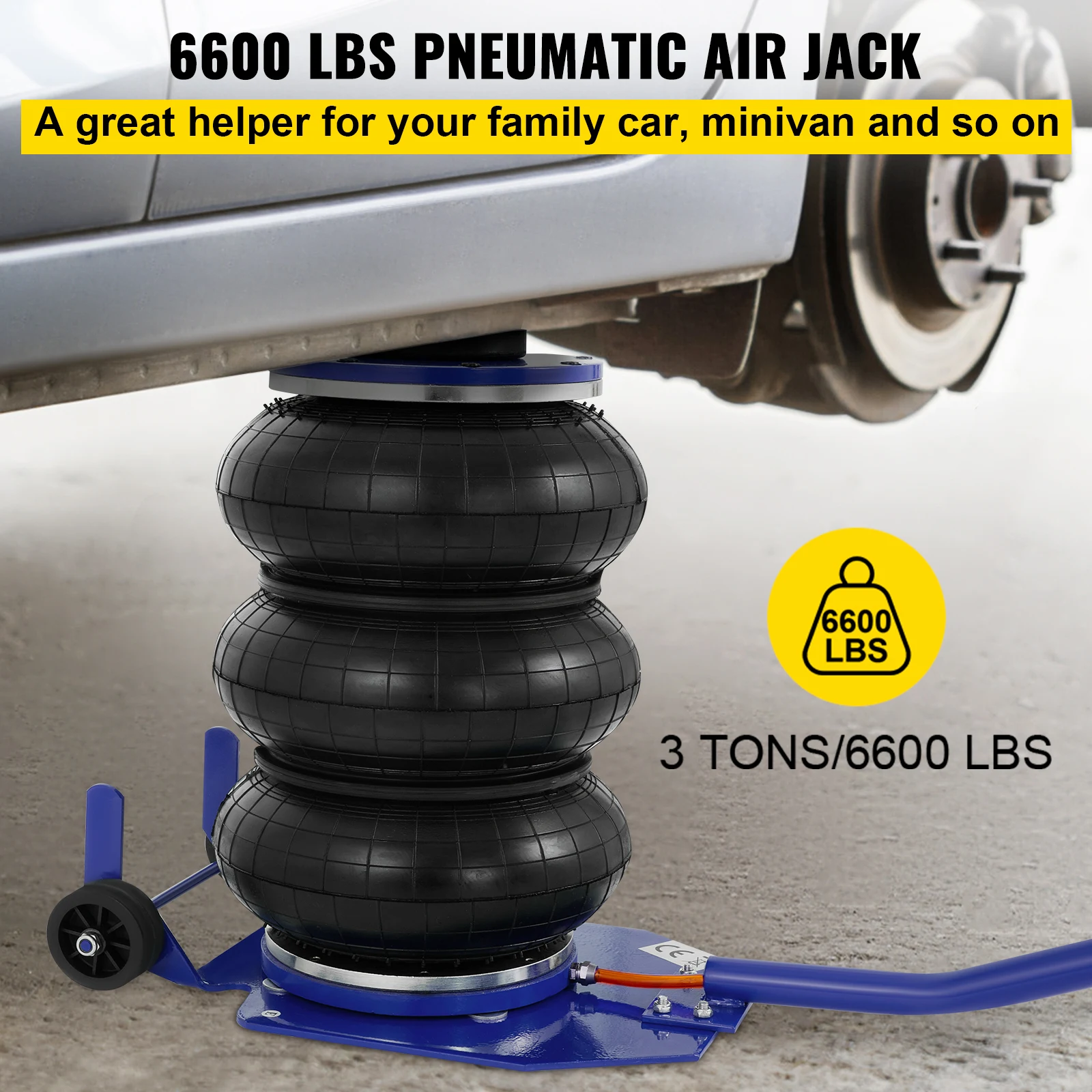 VEVOR 3 / 5 Ton Car Triple Bag Air Jack Pneumatic Jack Fast Lifting Height 16 Inch / 40CM for Car Truck Van SUV Auto Repair Tool
VEVOR 3 / 5 Ton Car Triple Bag Air Jack Pneumatic Jack Fast Lifting Height 16 Inch / 40CM for Car Truck Van SUV Auto Repair Tool