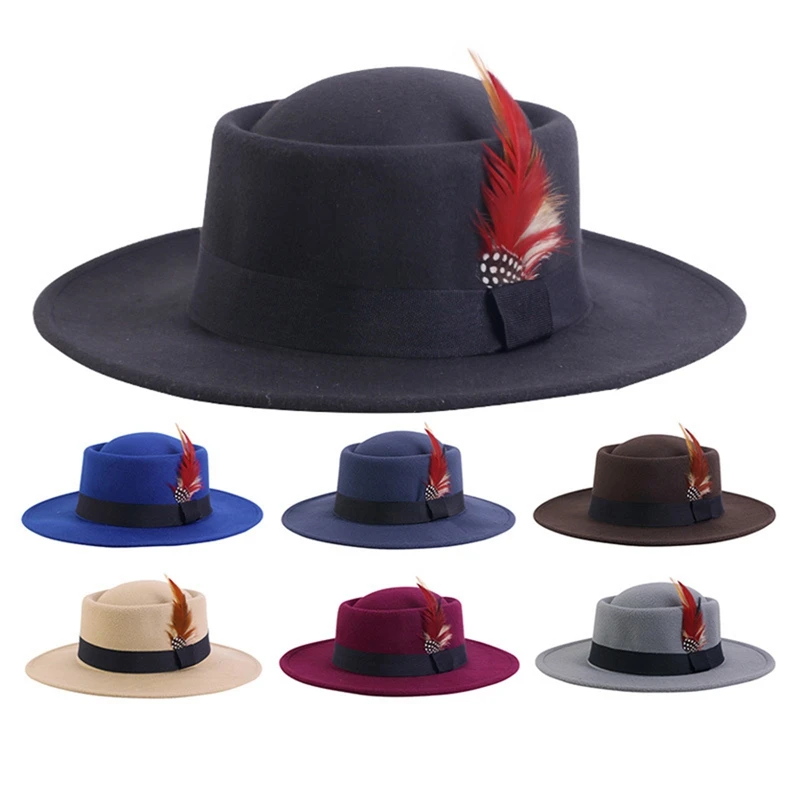 Winter Fedoras Wedding Party Decorate Chapeau Feather Felt Hat Men Women Wool Fashion Elegant Church Hats Large Brim Panama 2022
Winter Fedoras Wedding Party Decorate Chapeau Feather Felt Hat Men Women Wool Fashion Elegant Church Hats Large Brim Panama 2022