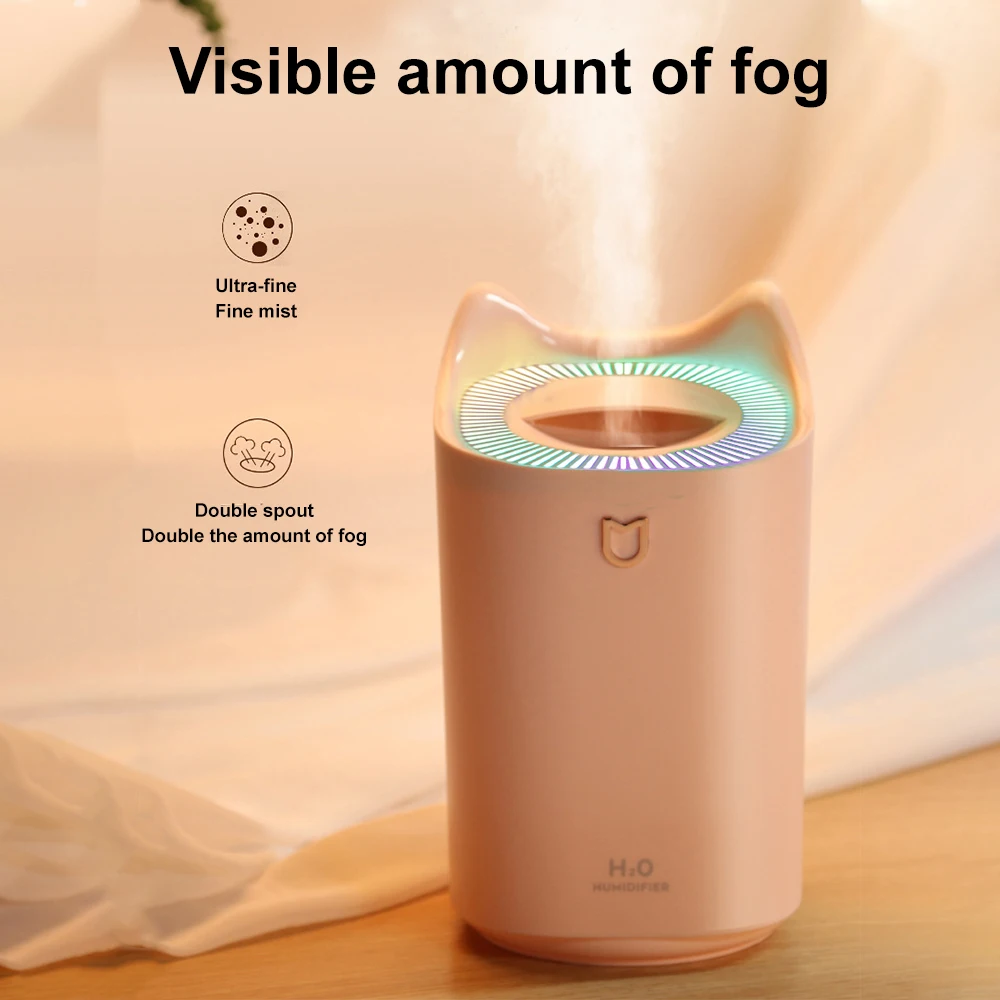 Home Air Humidifier 3000ML Double Nozzle Cool Mist Aroma Diffuser with Coloful LED light Heavy fog Ultrasonic USB Humidificador
Home Air Humidifier 3000ML Double Nozzle Cool Mist Aroma Diffuser with Coloful LED light Heavy fog Ultrasonic USB Humidificador