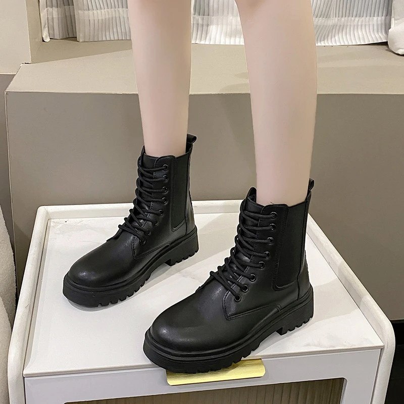 Ботинки женские на платформе, Модные ботильоны, мотоциклетная обувь на шнуровке, Осень-зима
Ботинки женские на платформе, Модные ботильоны, мотоциклетная обувь на шнуровке, Осень-зима