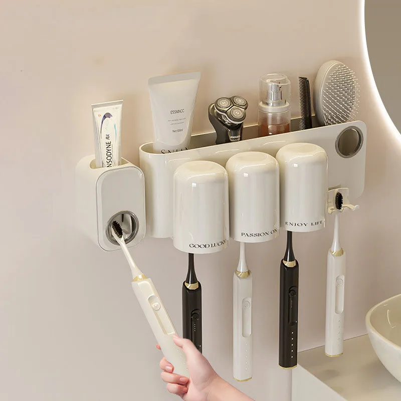 Toothbrush Holder Bathroom Wall Mounted Toothbrush Storage Rack Toothpaste Dispenser Large Capacity Toiletries Organizer Shelf
Toothbrush Holder Bathroom Wall Mounted Toothbrush Storage Rack Toothpaste Dispenser Large Capacity Toiletries Organizer Shelf