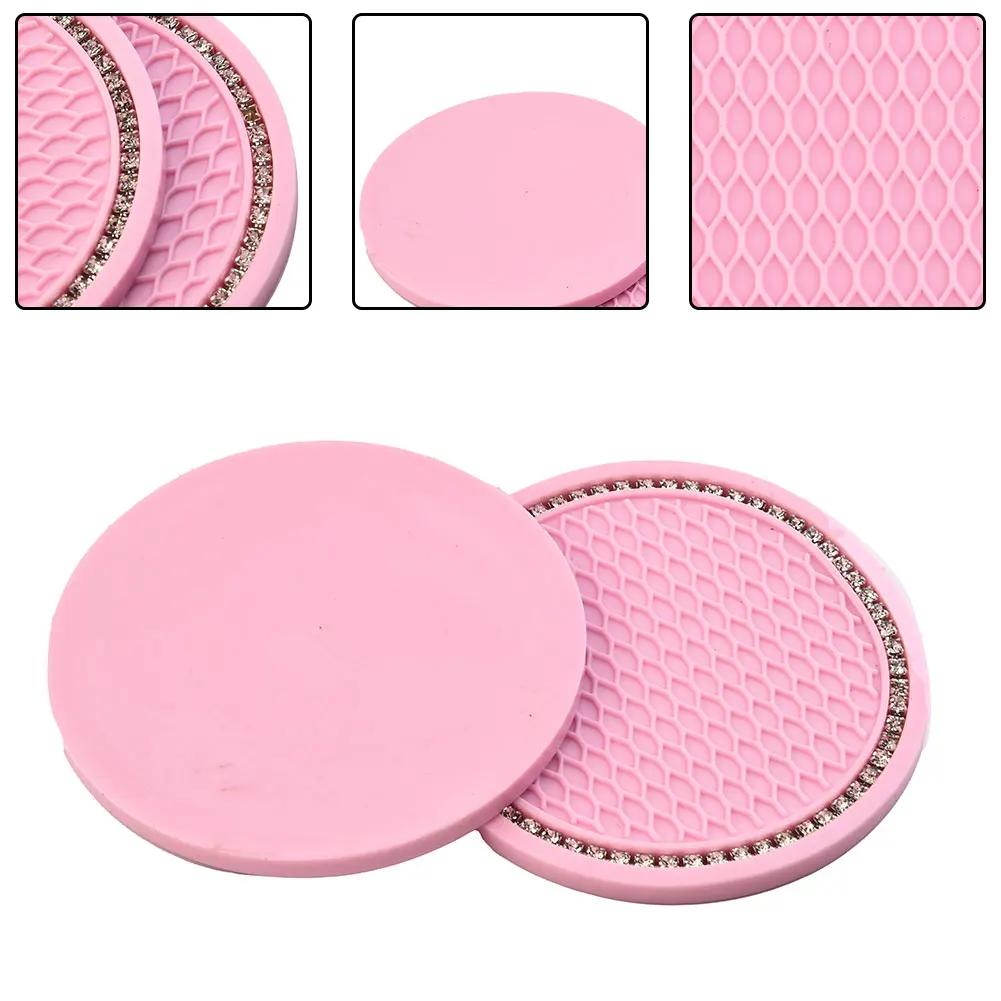 Durable High Quality New Useful Cup Holder Mat Interior Coasters Pad Pink Rhinestones Universal 2pcs Set 7cm Dia
Durable High Quality New Useful Cup Holder Mat Interior Coasters Pad Pink Rhinestones Universal 2pcs Set 7cm Dia