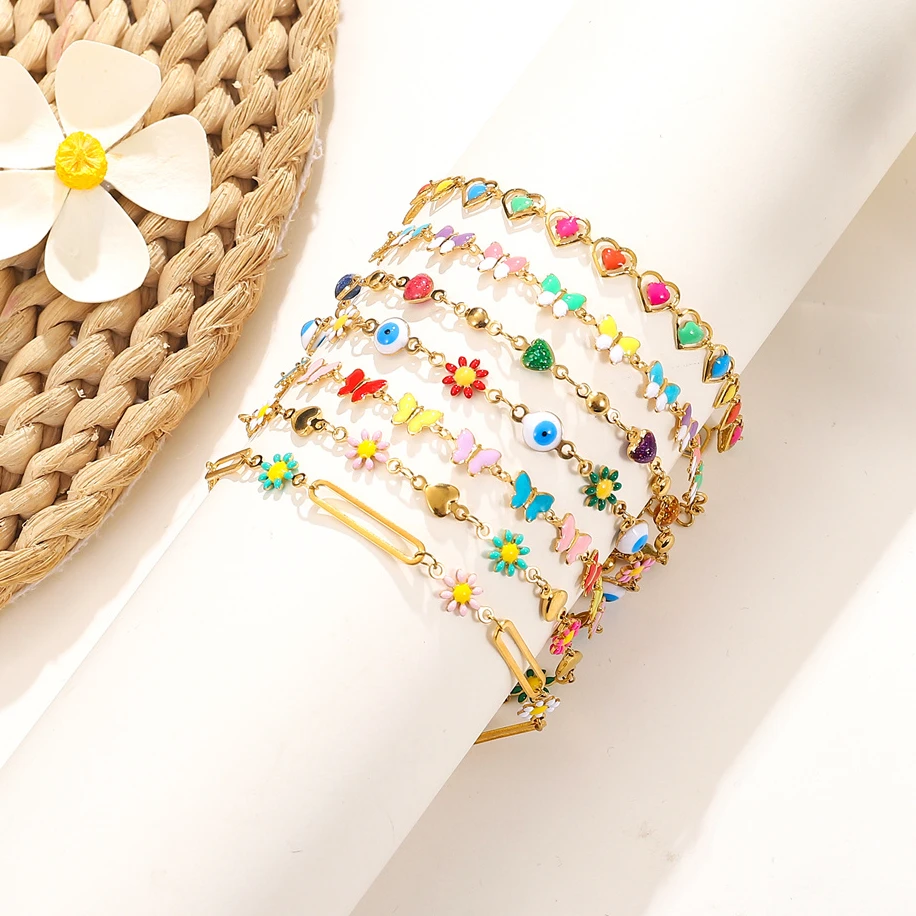 Stainless Steel Bracelets For Women Femme Cute Flower Heart Pendent Anklets Fine Fashion Jewelry Wedding Party Gifts Wristband
Stainless Steel Bracelets For Women Femme Cute Flower Heart Pendent Anklets Fine Fashion Jewelry Wedding Party Gifts Wristband