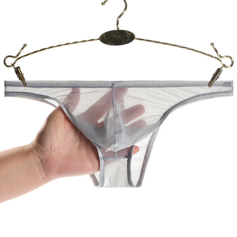 

New Men's transparent Net yarn Low waist ultra-thin under wear sexy breathable jockstrap men Penis Pouch underwear Briefs