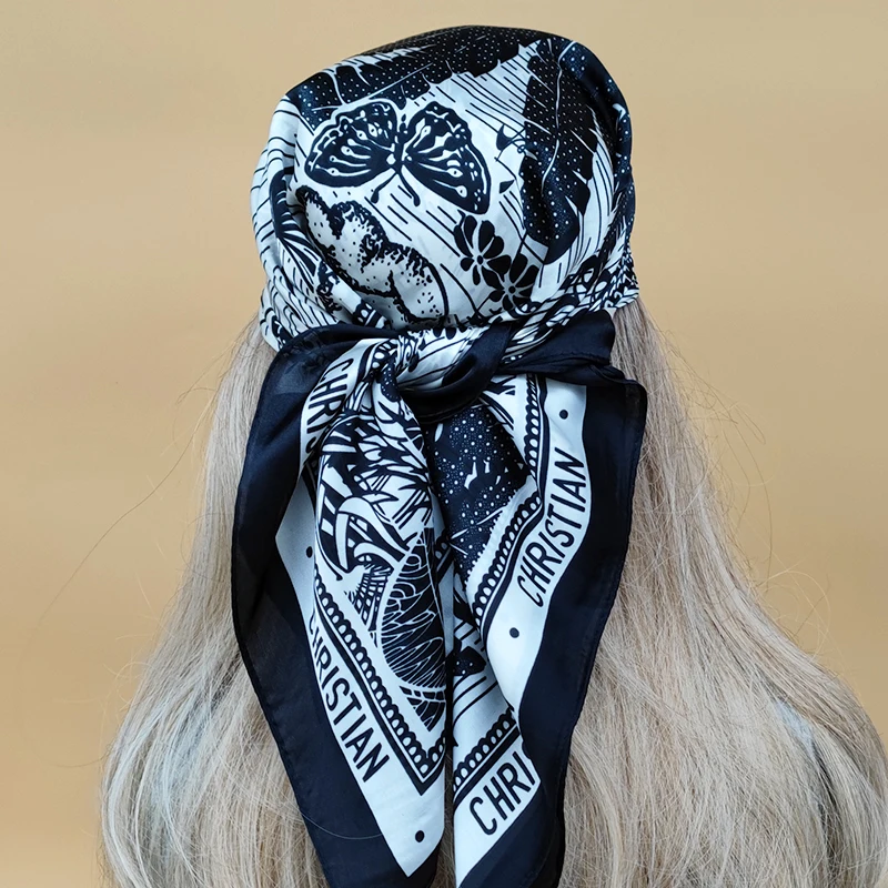 

Популярный женский солнцезащитный Шелковый Хиджаб 2023 новый дизайн головной платок роскошный 70x70 см Пляжный платок четыре сезона квадратные шарфы