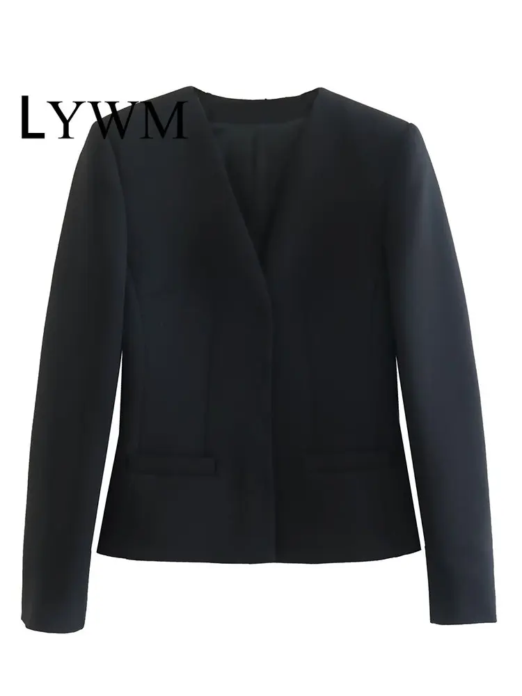 LYWM Women Fashion With Pockets Solid Hidden Breasted Blazer Vintage Long Sleeves V-Neck Female Chic Lady Coats
LYWM Women Fashion With Pockets Solid Hidden Breasted Blazer Vintage Long Sleeves V-Neck Female Chic Lady Coats