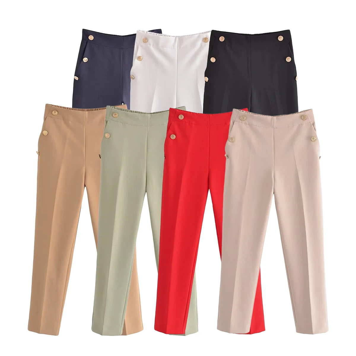 Spring/Summer Women's New European and American Quality Multicolor Casual Versatile Slim Fit Metal Button Feet 9-inch Pants
Spring/Summer Women's New European and American Quality Multicolor Casual Versatile Slim Fit Metal Button Feet 9-inch Pants
