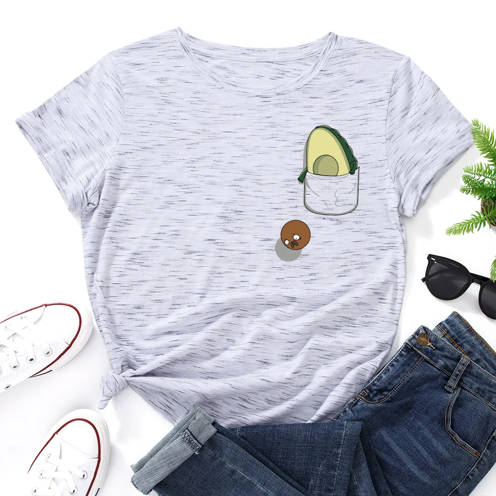 Футболка женская хлопковая с рисунком авокадо Повседневная Милая рубашка