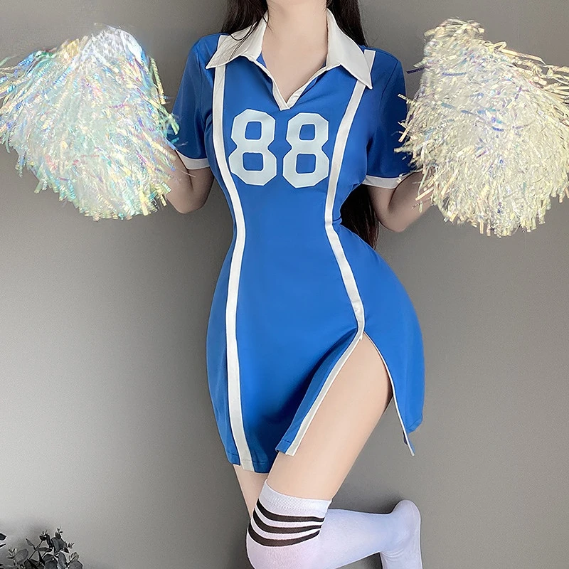 Lolita Women's Cheerleading Dress Outfit Cute Cosplay Costumes Lovely Ruffles Roleplay Cheerleader Uniform Kawaii Blue Skirt New 
Lolita Women's Cheerleading Dress Outfit Cute Cosplay Costumes Lovely Ruffles Roleplay Cheerleader Uniform Kawaii Blue Skirt New