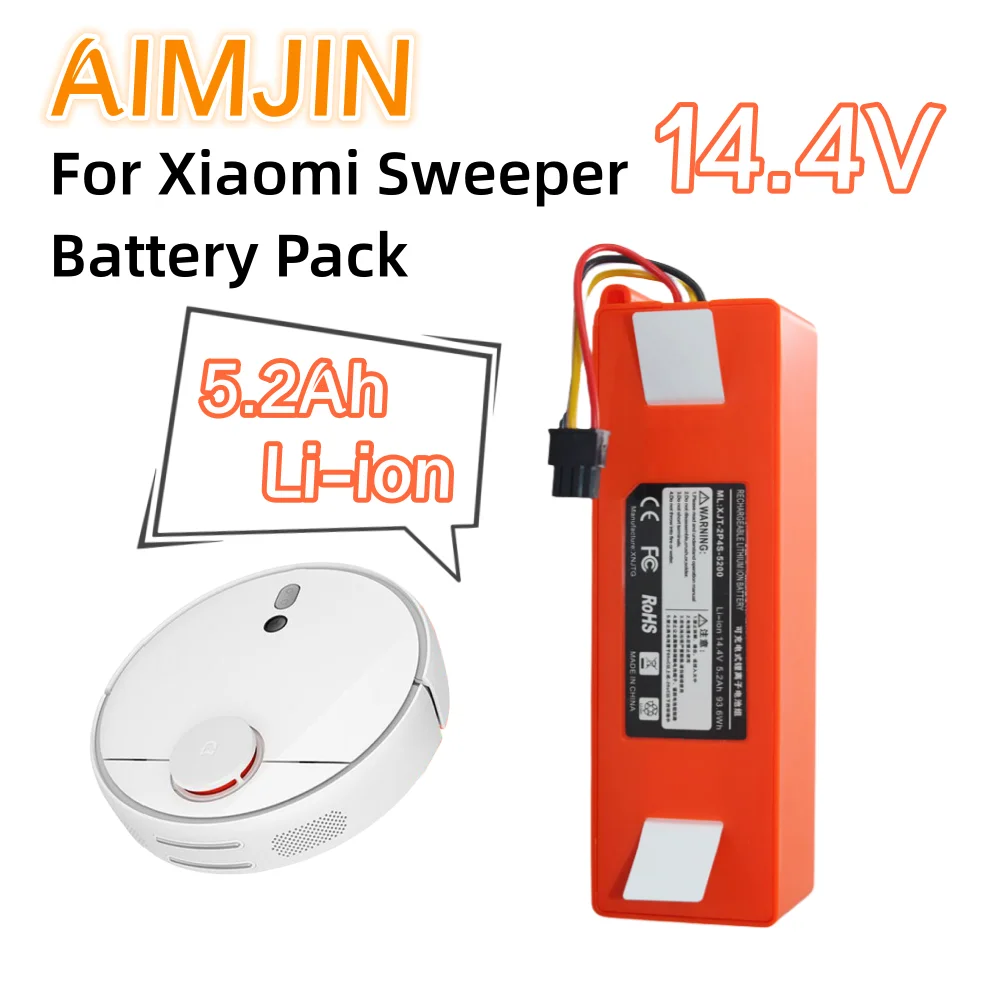 14.4V 5200mAh rechargeable lithium-ion battery pack suitable for Xiaomi S50 S51 S55 sweeping machine battery replacement 
14.4V 5200mAh rechargeable lithium-ion battery pack suitable for Xiaomi S50 S51 S55 sweeping machine battery replacement