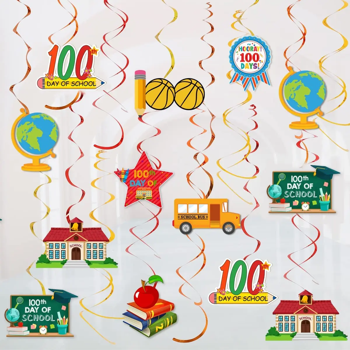 100th Day of School Hanging Swirls Happy 100 Days of School Celebration Party Favors with Double Spiral for Kindergarten School
100th Day of School Hanging Swirls Happy 100 Days of School Celebration Party Favors with Double Spiral for Kindergarten School