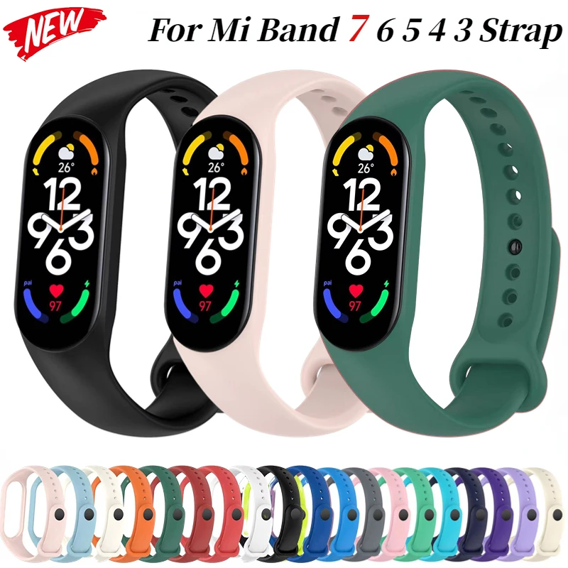 Silicone Strap For Xiaomi Mi Band 7 6 5 4 3 Bracelet Strap Sports Wristband Miband 7 6 5 Belt strap For mi band 3 4 5 6 7 Correa 
Silicone Strap For Xiaomi Mi Band 7 6 5 4 3 Bracelet Strap Sports Wristband Miband 7 6 5 Belt strap For mi band 3 4 5 6 7 Correa