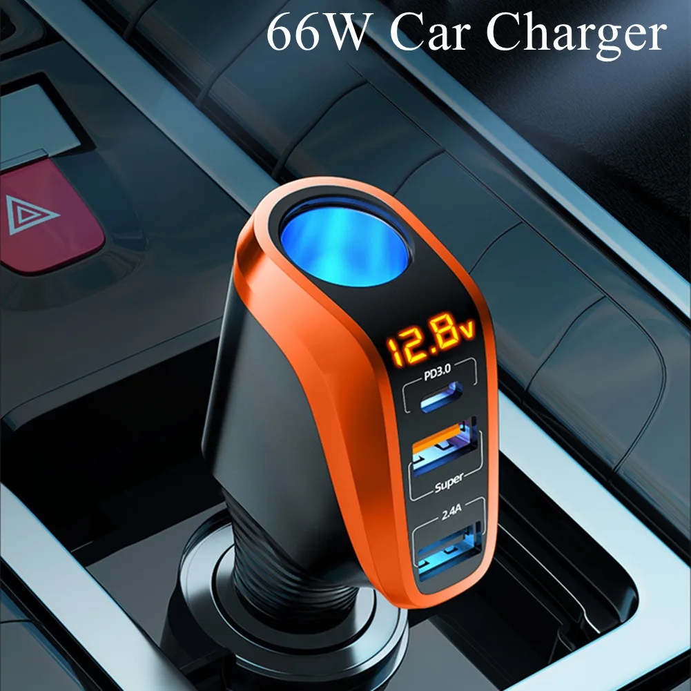 66W Car Charger Smart Fast Charging Dual USB PD20W 12-24V Car Power Adapter Conversion Plug Of Vehicle Cigarette Lighter
66W Car Charger Smart Fast Charging Dual USB PD20W 12-24V Car Power Adapter Conversion Plug Of Vehicle Cigarette Lighter