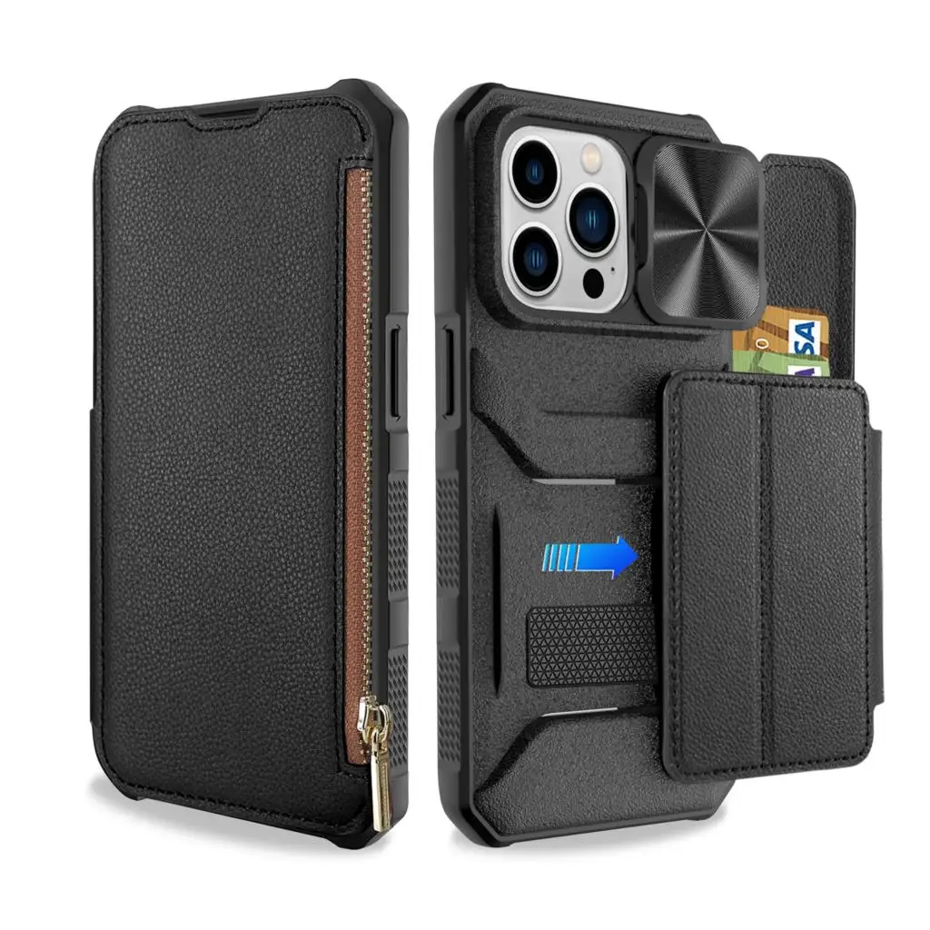 Removable Leather Flip Card Zipper Wallet Slide Camera Lens Protector Case For iPhone 14 Pro Max Plus Hybrid Bumper Armor Cover
Removable Leather Flip Card Zipper Wallet Slide Camera Lens Protector Case For iPhone 14 Pro Max Plus Hybrid Bumper Armor Cover
