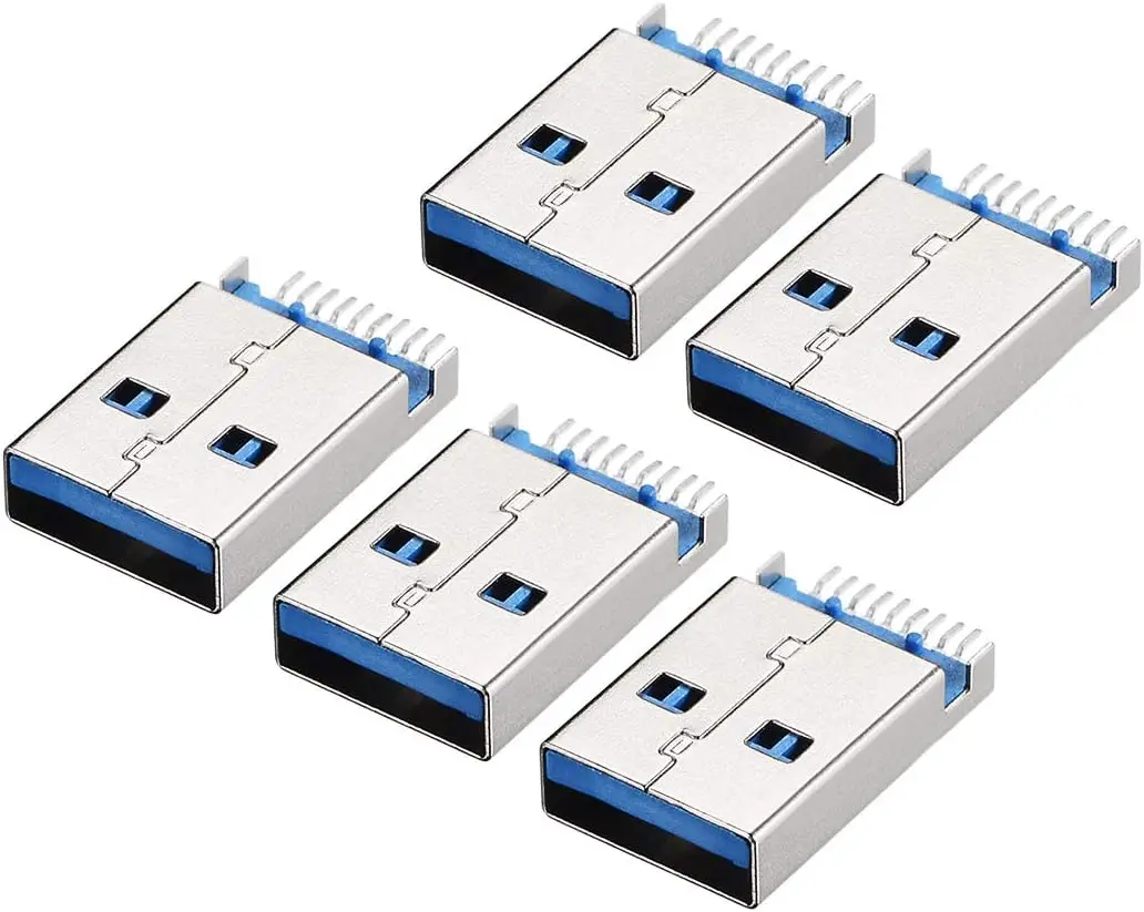 PCB Connector USB-AM 3.0 Male Jack 9 Pin SMT 180 Degree 5Pcs 
PCB Connector USB-AM 3.0 Male Jack 9 Pin SMT 180 Degree 5Pcs