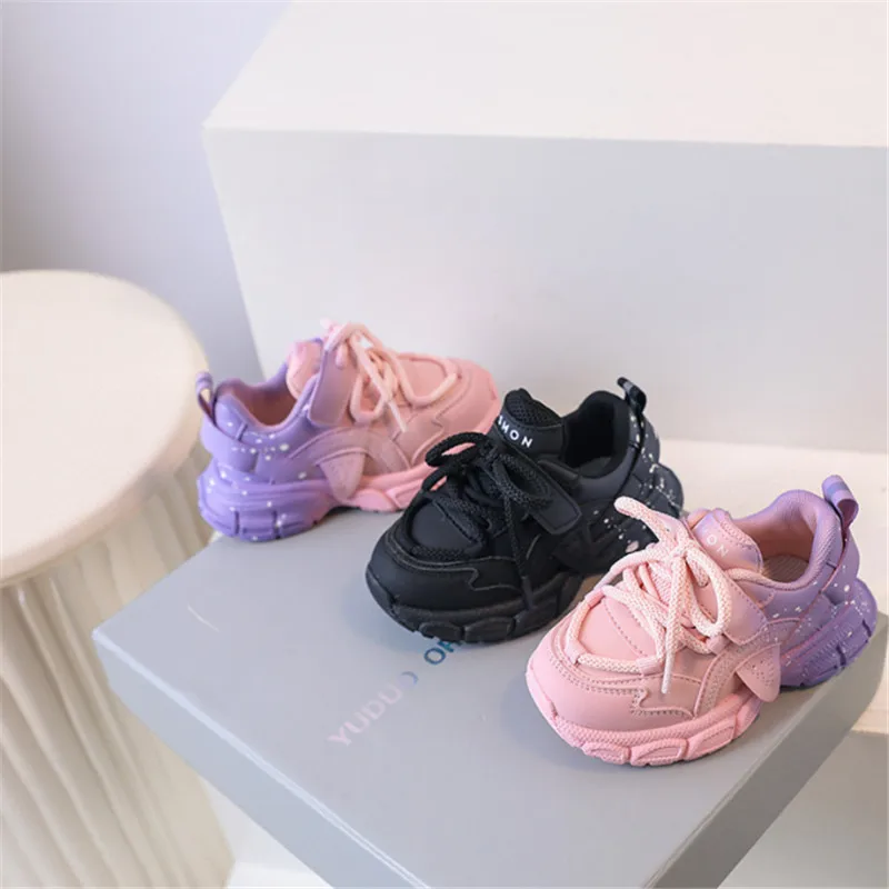 

2023 New Autumn Children Shoes Leather Toddler Kids Sport Shoes Boys Outdoor Tennis Fashion Little Girls Sneakers EU22-25