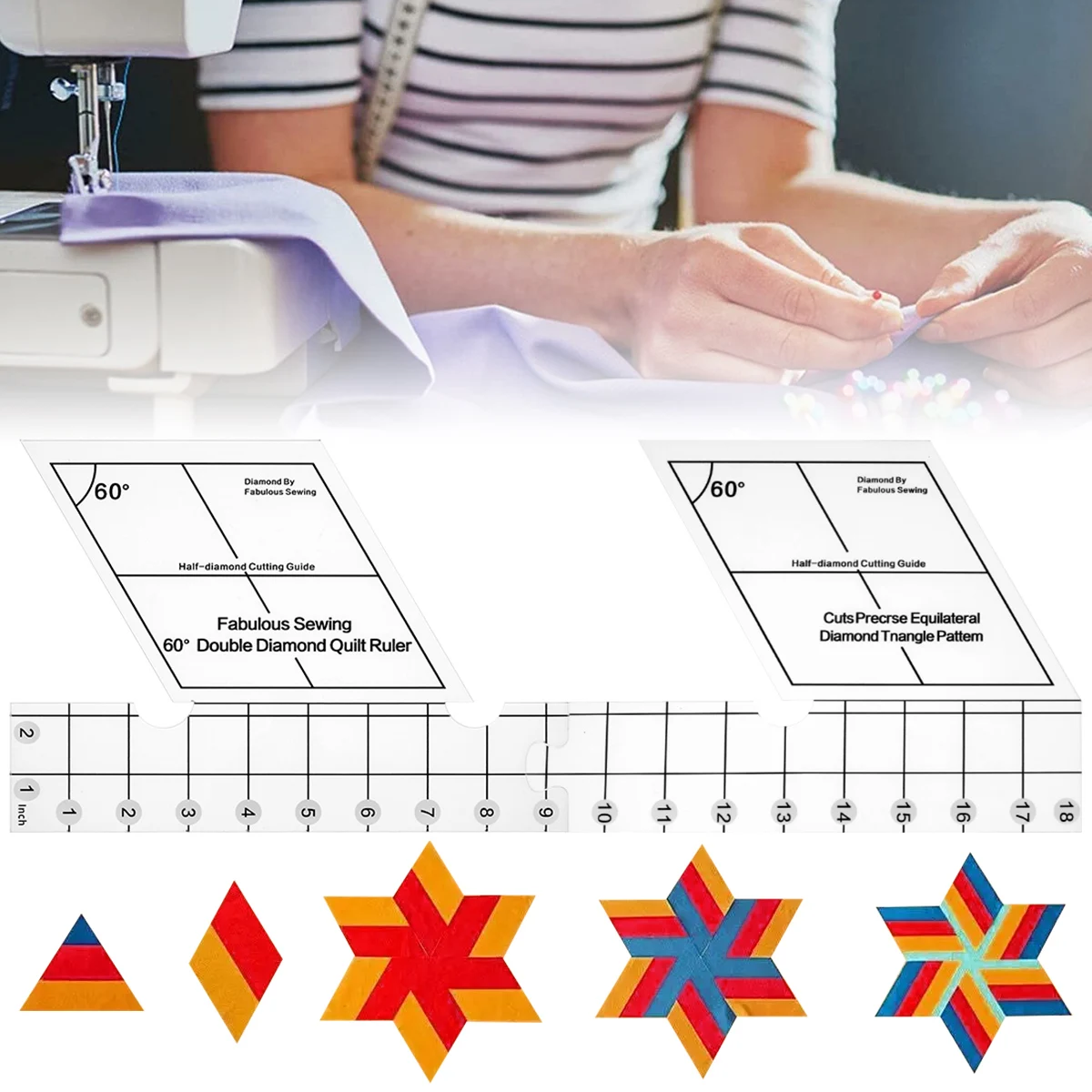 NewDouble Diamond Quilt Ruler Quilting Ruler Reusable Clear Acrylic Creative Non-Slip 60° Quilt Ruler Tailor Sewing Tool
NewDouble Diamond Quilt Ruler Quilting Ruler Reusable Clear Acrylic Creative Non-Slip 60° Quilt Ruler Tailor Sewing Tool