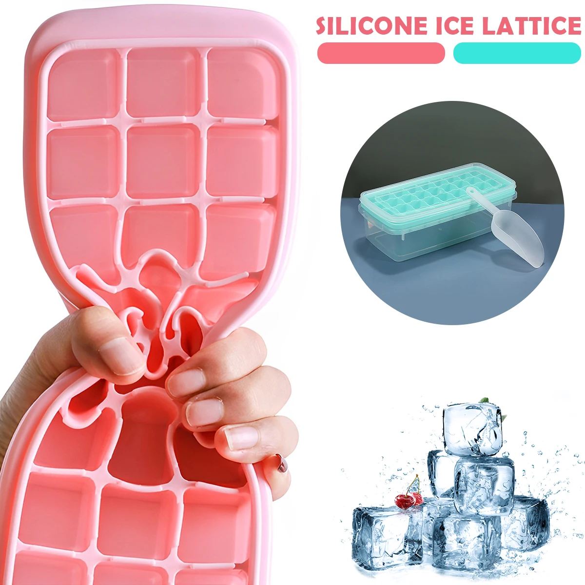 Ice Cube Tray with Lid and Scoop 36 Grids Silicone Ice Maker Mold for Freezer Stackable Square Ice Cube Container Ice Bucket
Ice Cube Tray with Lid and Scoop 36 Grids Silicone Ice Maker Mold for Freezer Stackable Square Ice Cube Container Ice Bucket