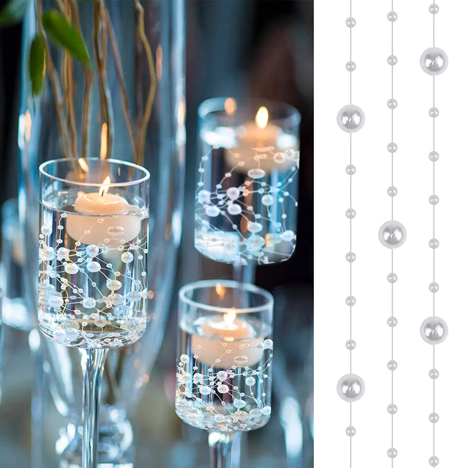 Pearl String Artificial Highlight BeaPearl String for Floating Candle,24pcs Wedding Centerpiece for Tables,Party G(1m/pcs)
Pearl String Artificial Highlight BeaPearl String for Floating Candle,24pcs Wedding Centerpiece for Tables,Party G(1m/pcs)