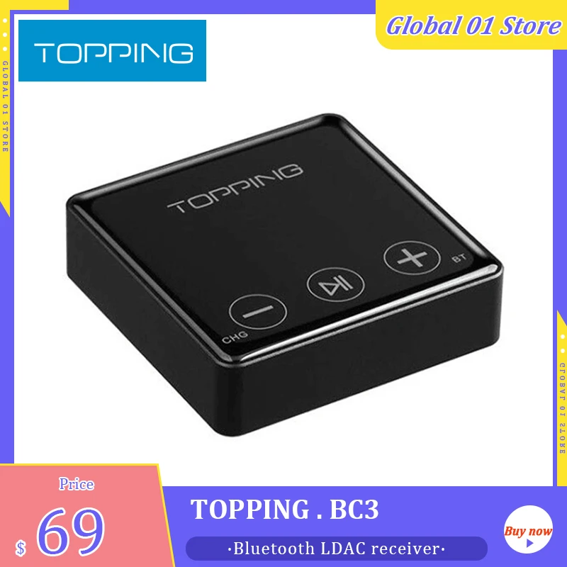 Bluetooth-приемник TOPPING BC3 ES9018Q2C DAC, 24 бит, 96 кГц 
Bluetooth-приемник TOPPING BC3 ES9018Q2C DAC, 24 бит, 96 кГц