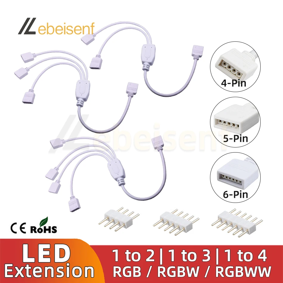 Разветвитель кабеля LEBEISENF 4/5/6-PIN для светодиодных лент
Разветвитель кабеля LEBEISENF 4/5/6-PIN для светодиодных лент