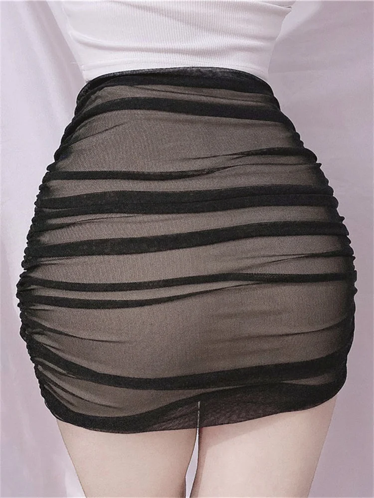 Women's skirt faldas jupe mini skirts ropa Sexy clothes solid color Transparent chiffon double layer high waist folds bar party
Women's skirt faldas jupe mini skirts ropa Sexy clothes solid color Transparent chiffon double layer high waist folds bar party